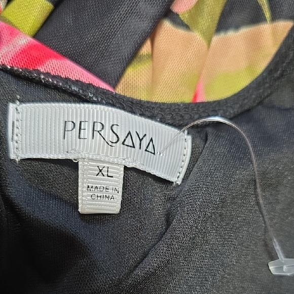 Persaya Black Maxi Dress with Pink Floral Design - Picture 2 of 9